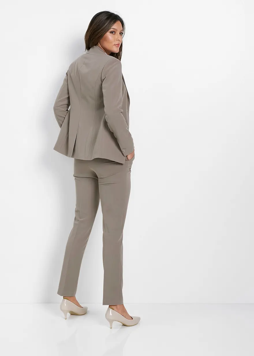 Bonprix Moderner Hosenanzug Mit Viskose-Anteil - Taupe Petite