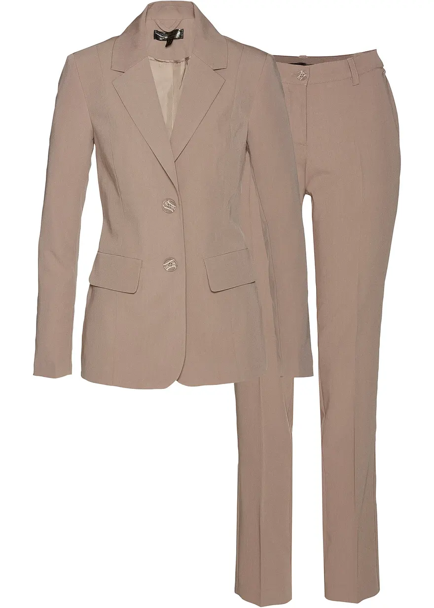 bonprix Moderner Hosenanzug mit Viskose-Anteil - taupe petite