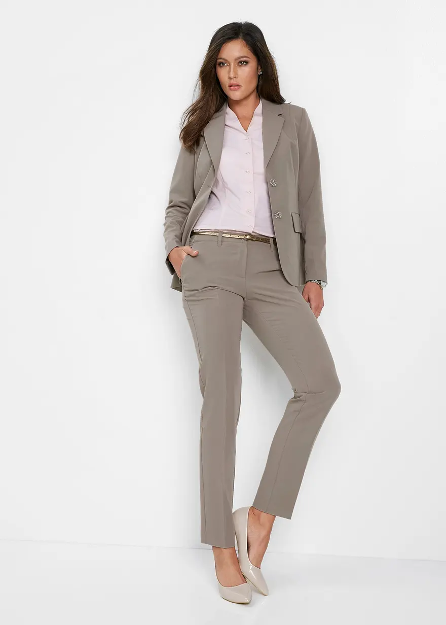 Bonprix Moderner Hosenanzug Mit Viskose-Anteil - Taupe Regular