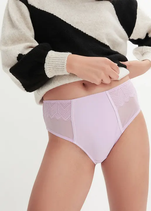 Bonprix Moderner Maxislip Mit Graphischer Spitze - Lila - Damen