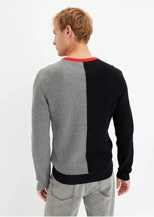 Bonprix Moderner Mehrfarbiger Pullover - Schwarz - Herren