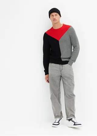 Bonprix Moderner Mehrfarbiger Pullover - Schwarz - Herren