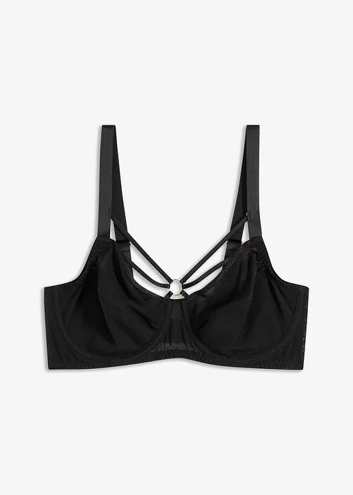 bonprix moderner Minimizer-BH mit dekorativen Straps - schwarz Cup E