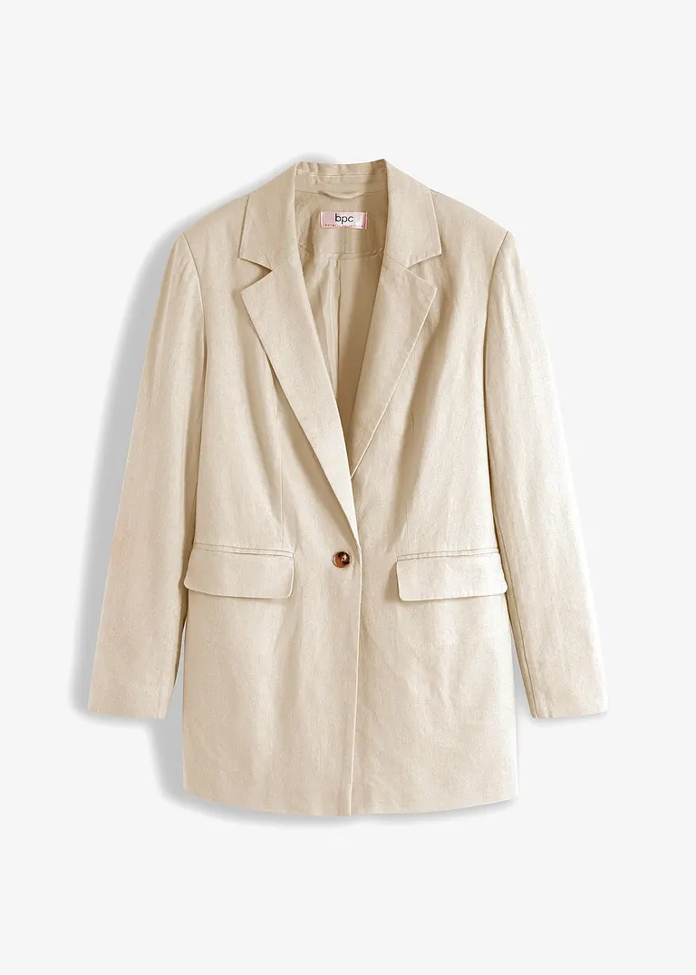 bonprix Moderner oversized Blazer mit streckendem V-Ausschnitt - beige