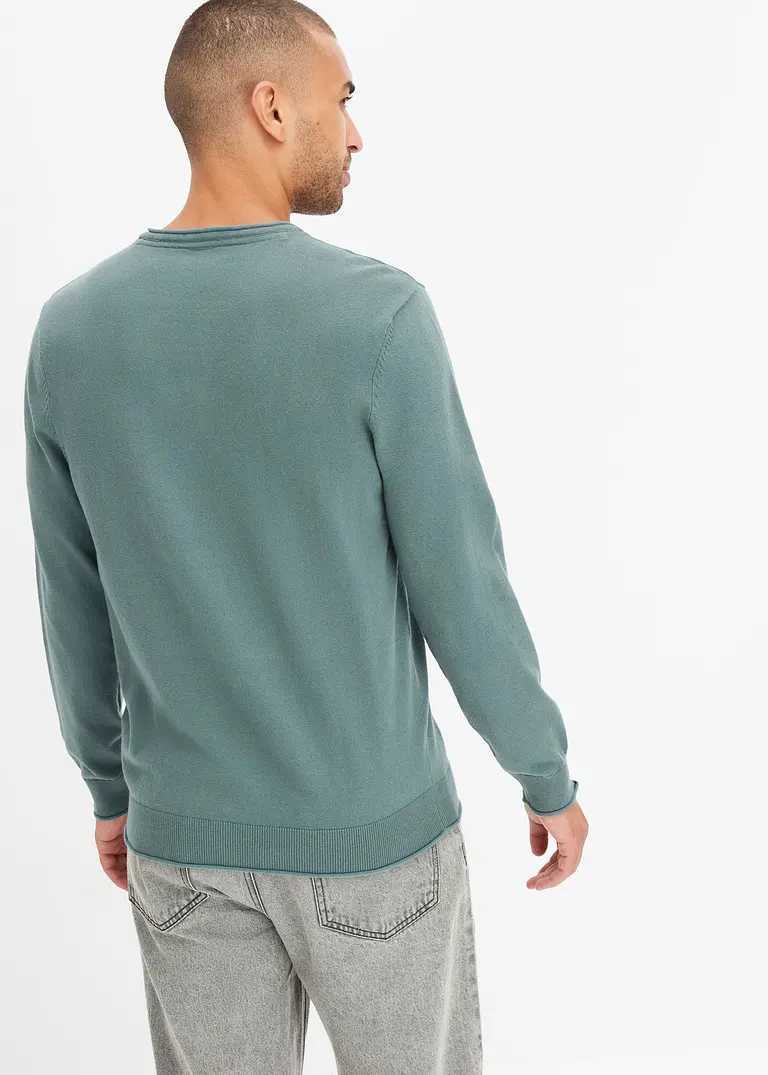 Bonprix Moderner Pullover Mit Angedeuteter Knopfleiste - Grün