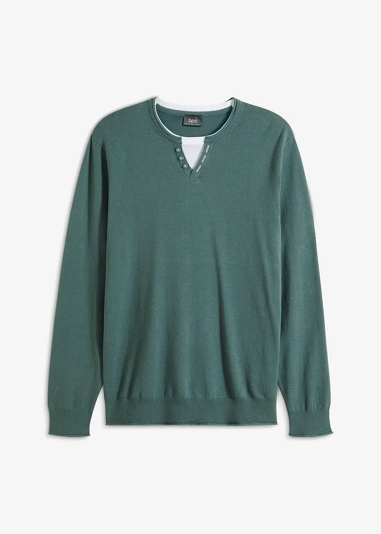 bonprix moderner Pullover mit angedeuteter Knopfleiste - grün