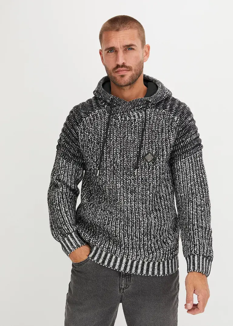 Bonprix Moderner Pullover Mit Kapuze - Schwarz - Herren
