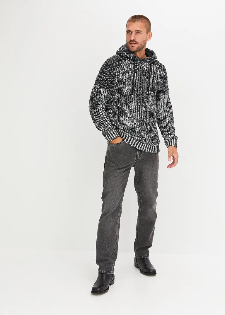 Bonprix Moderner Pullover Mit Kapuze - Schwarz - Herren