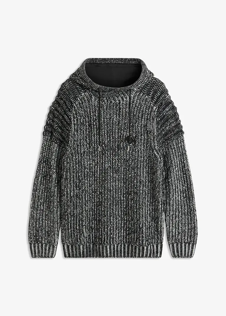 bonprix Moderner Pullover mit Kapuze - schwarz - Herren