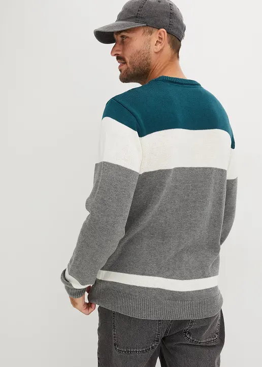 Bonprix Moderner Pullover Mit Klassischem Zopfmuster - Petrol