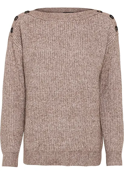bonprix Moderner Pullover mit Knopfverzierung - braun - Damen
