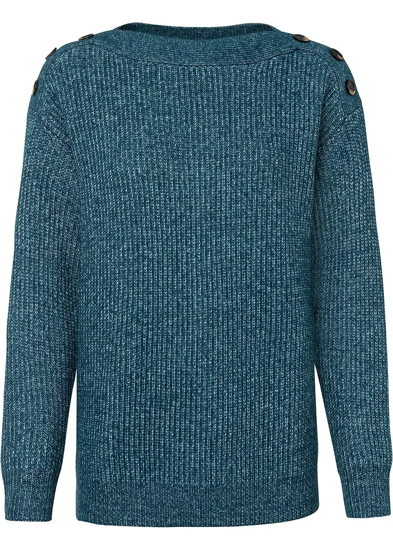 bonprix Moderner Pullover mit Knopfverzierung - petrol - Damen