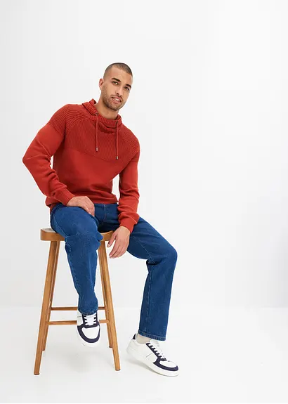 Bonprix Moderner Pullover Mit Schalkragen - Braun - Herren