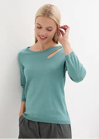 Bonprix Moderner Pullover Mit Stylischen Details - Blau - Damen