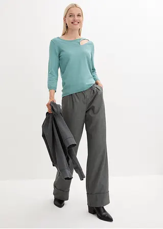 Bonprix Moderner Pullover Mit Stylischen Details - Blau - Damen