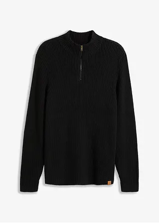 bonprix moderner Pullover mit Troyerkragen und Reißverschlussöffnung