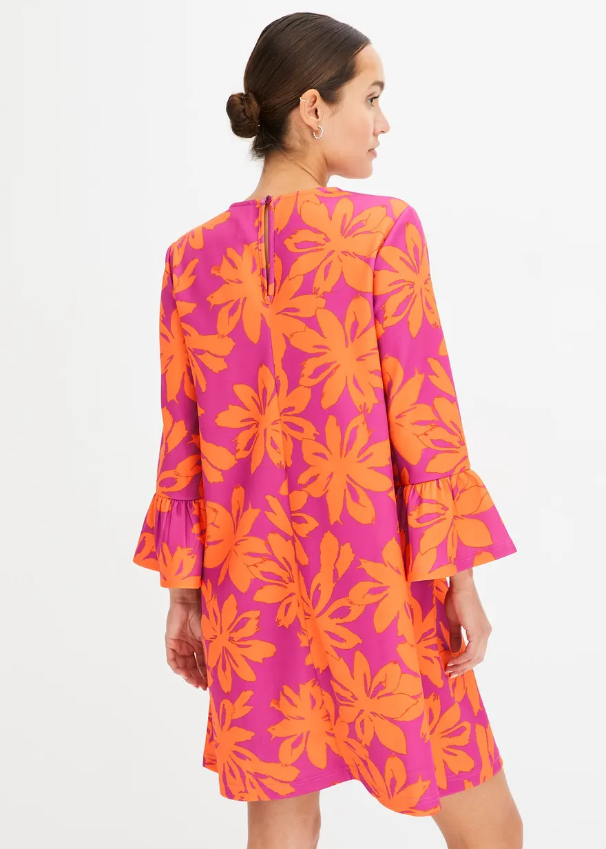 Bonprix Modernes Ausgestelltes Kleid Mit Volantärmeln - Pink