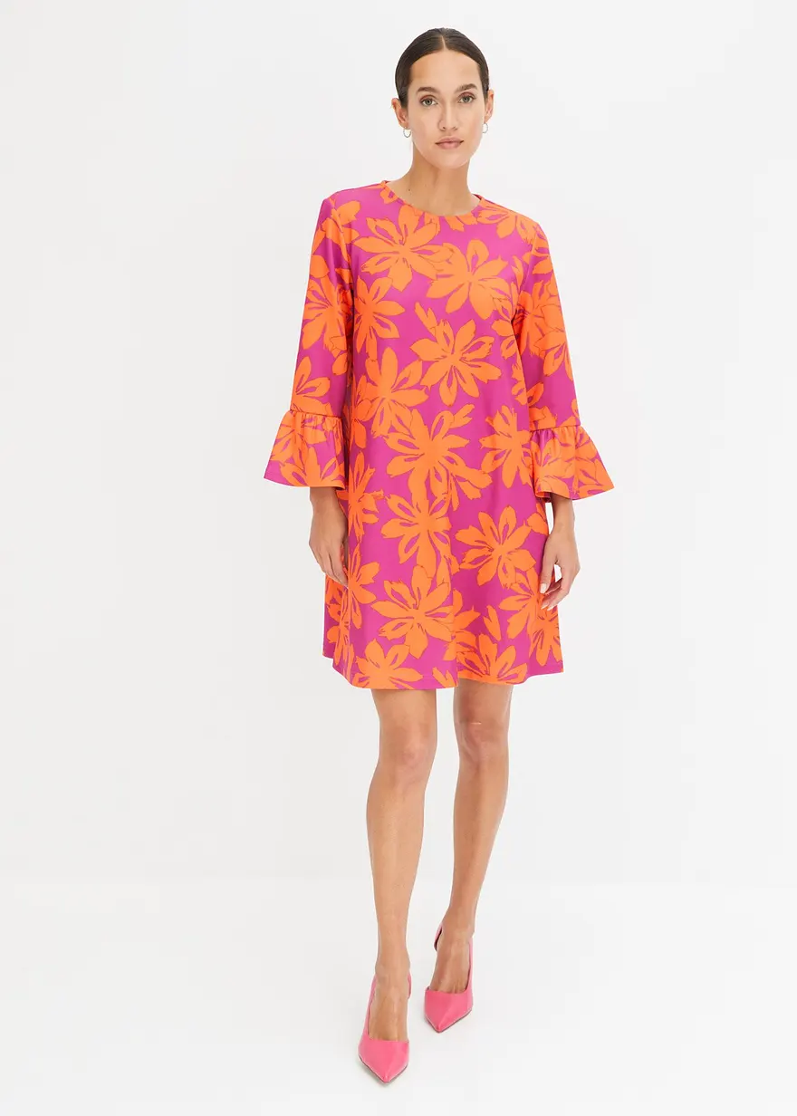 Bonprix Modernes Ausgestelltes Kleid Mit Volantärmeln - Pink
