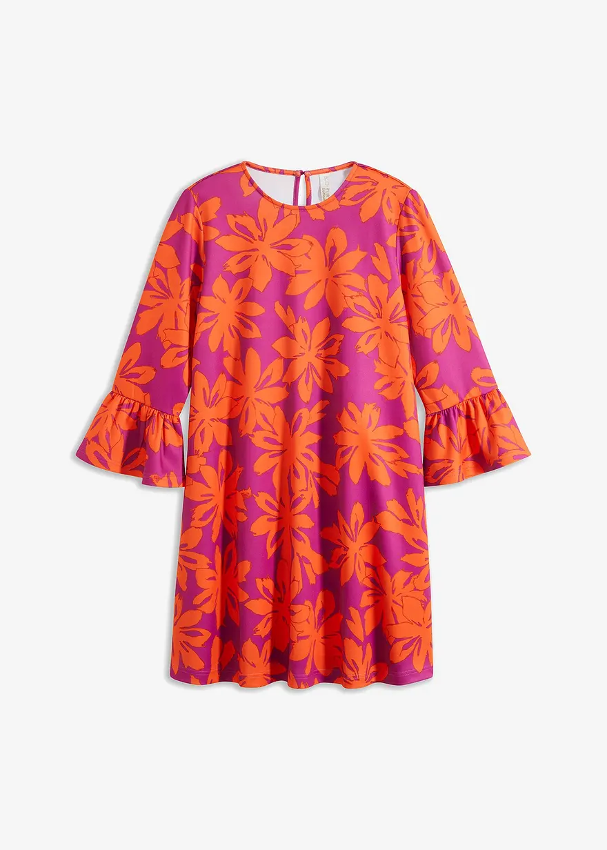 bonprix Modernes ausgestelltes Kleid mit Volantärmeln - pink