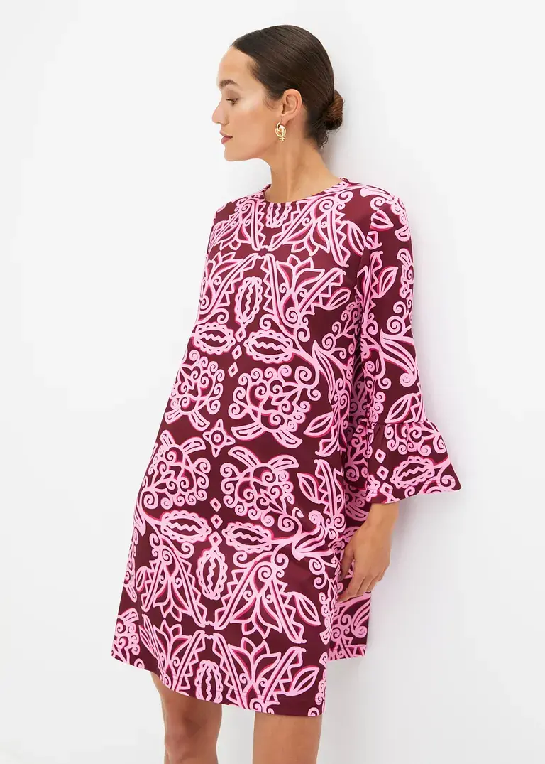Bonprix Modernes Ausgestelltes Kleid Mit Volantärmeln - Rosa