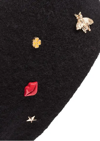 Bonprix Modernes Barett Mit Kleinen Nieten - Schwarz - Damen