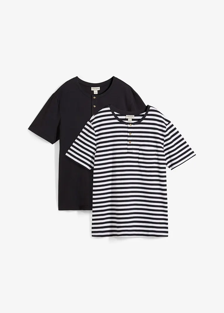 bonprix modernes Henleyshirt m günstigen Doppelpack - Herren