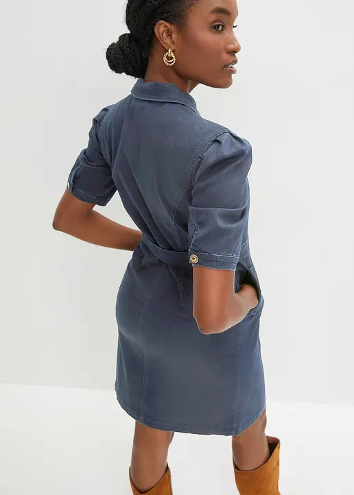 Bonprix Modernes Jeanskleid Mit Tollem Gürtel - Blau - Damen