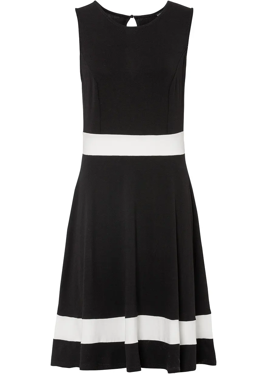 bonprix Modernes Kleid farblich abgesetzt - schwarz - Damen