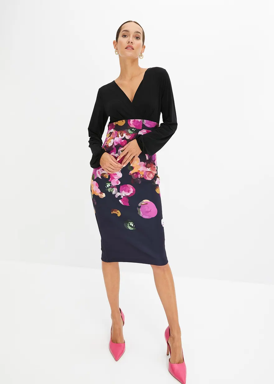 Bonprix Modernes Kleid Im Businesslook - Schwarz - Damen
