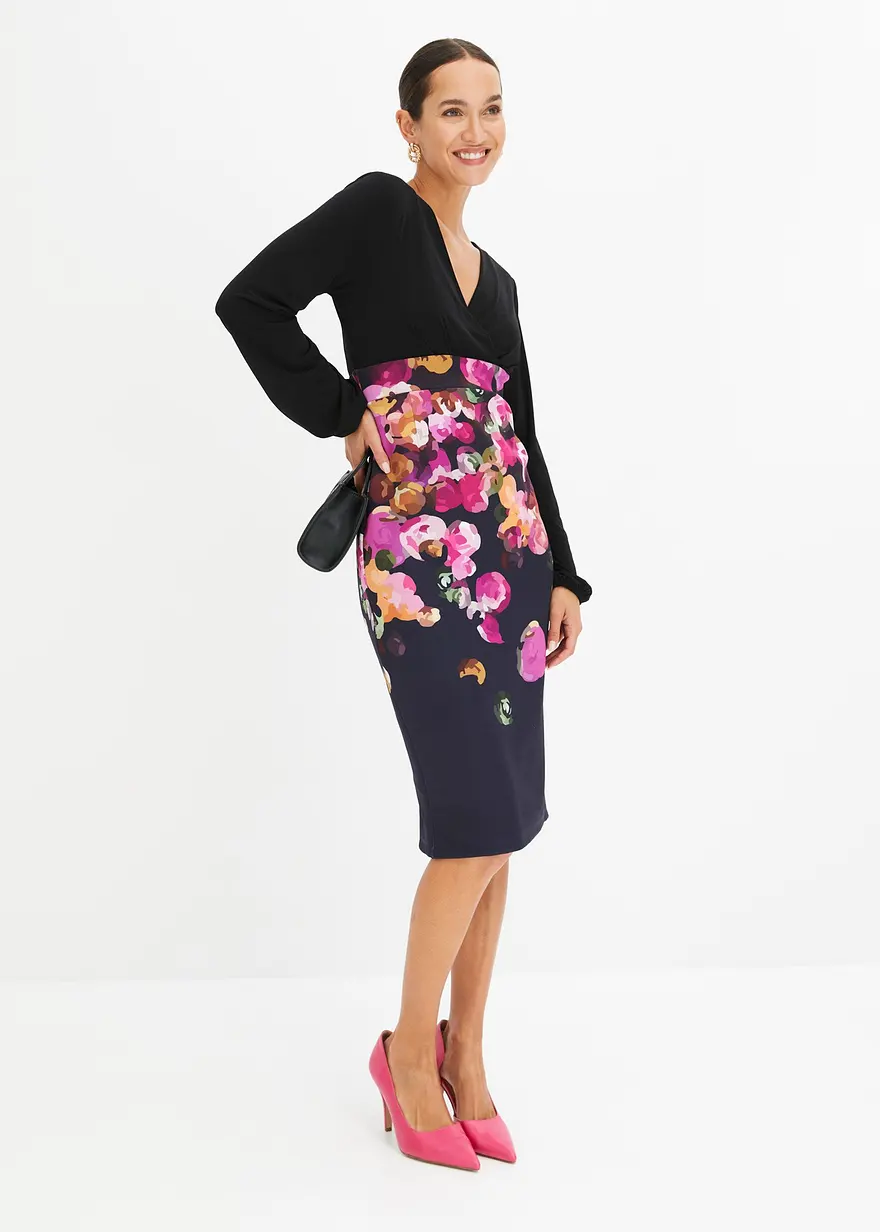 Bonprix Modernes Kleid Im Businesslook - Schwarz - Damen