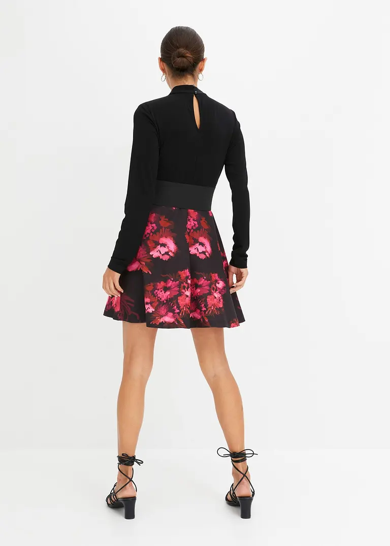 Bonprix Modernes Kleid Mit Breitem Gürtel Und Stehkragen. - Schwarz