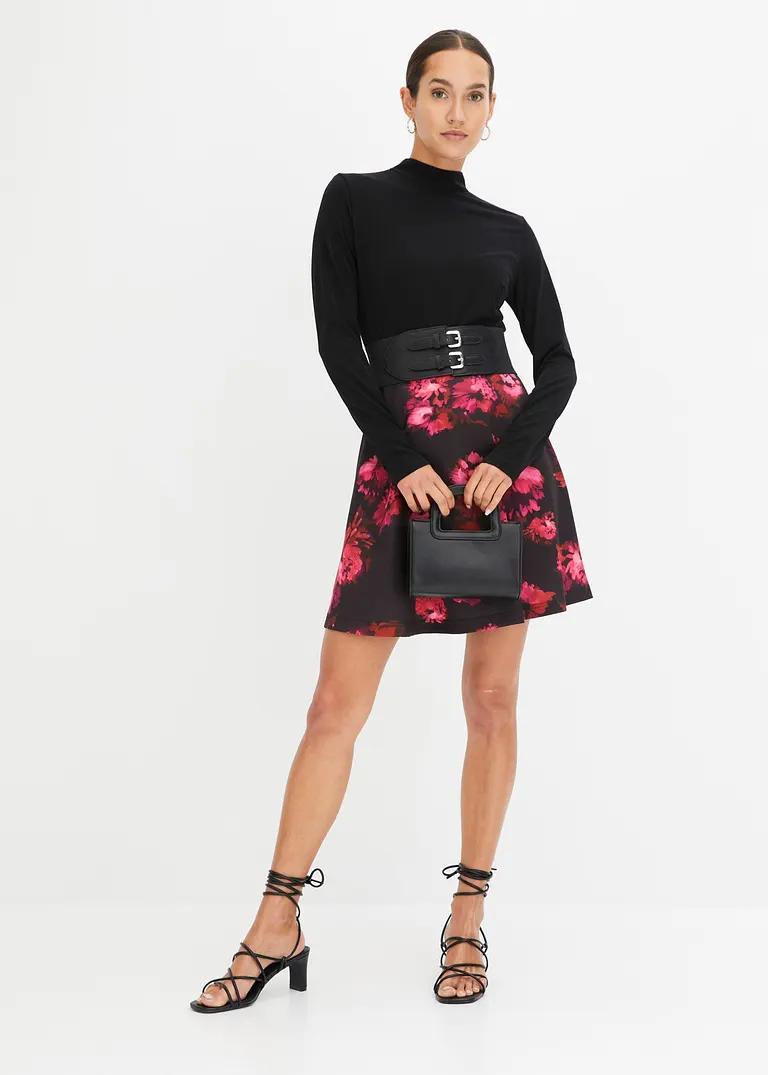 Bonprix Modernes Kleid Mit Breitem Gürtel Und Stehkragen. - Schwarz