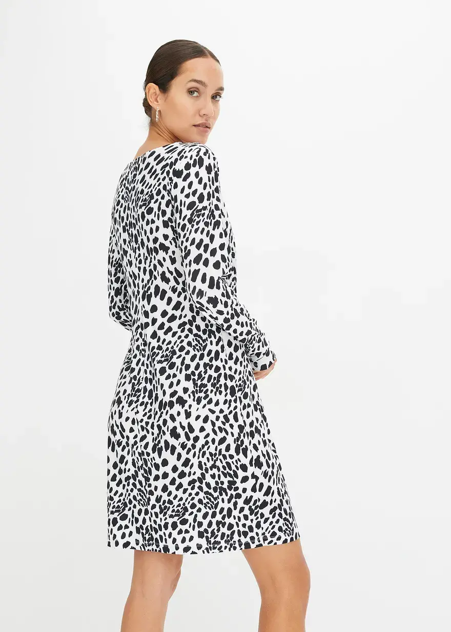 Bonprix Modernes Kleid Mit Drapierknoten In Der Taille - Weiß