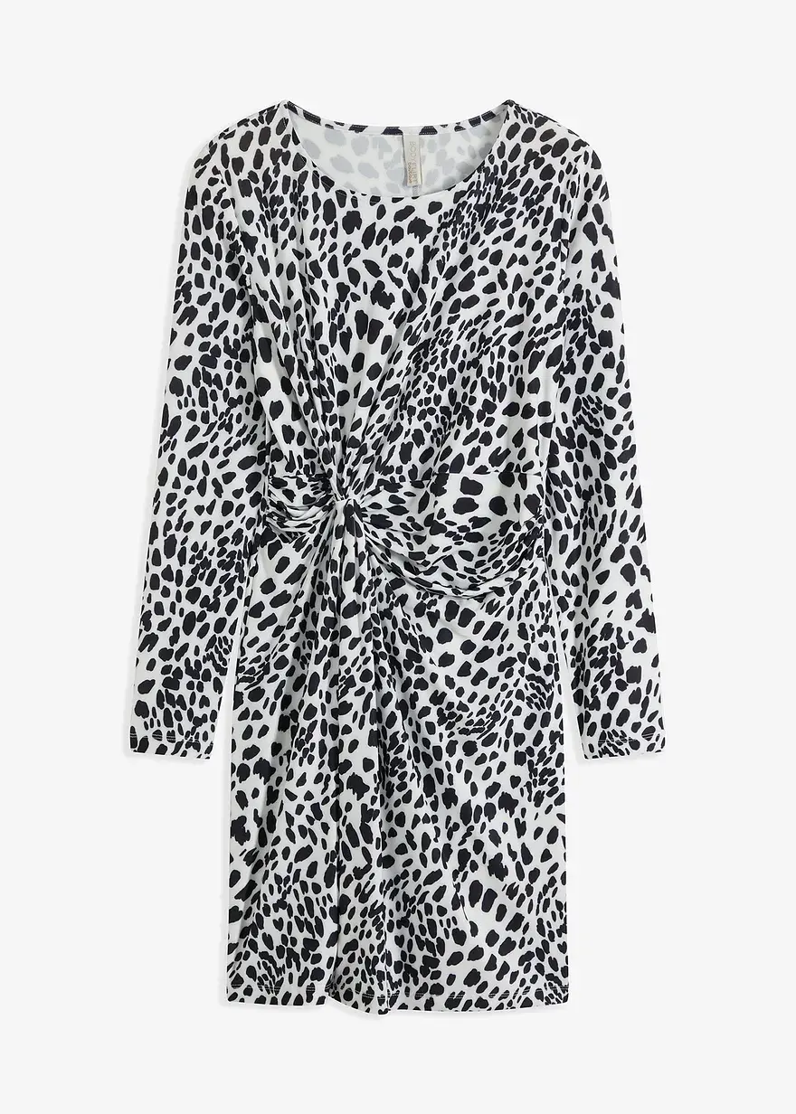 bonprix Modernes Kleid mit Drapierknoten in der Taille - weiß