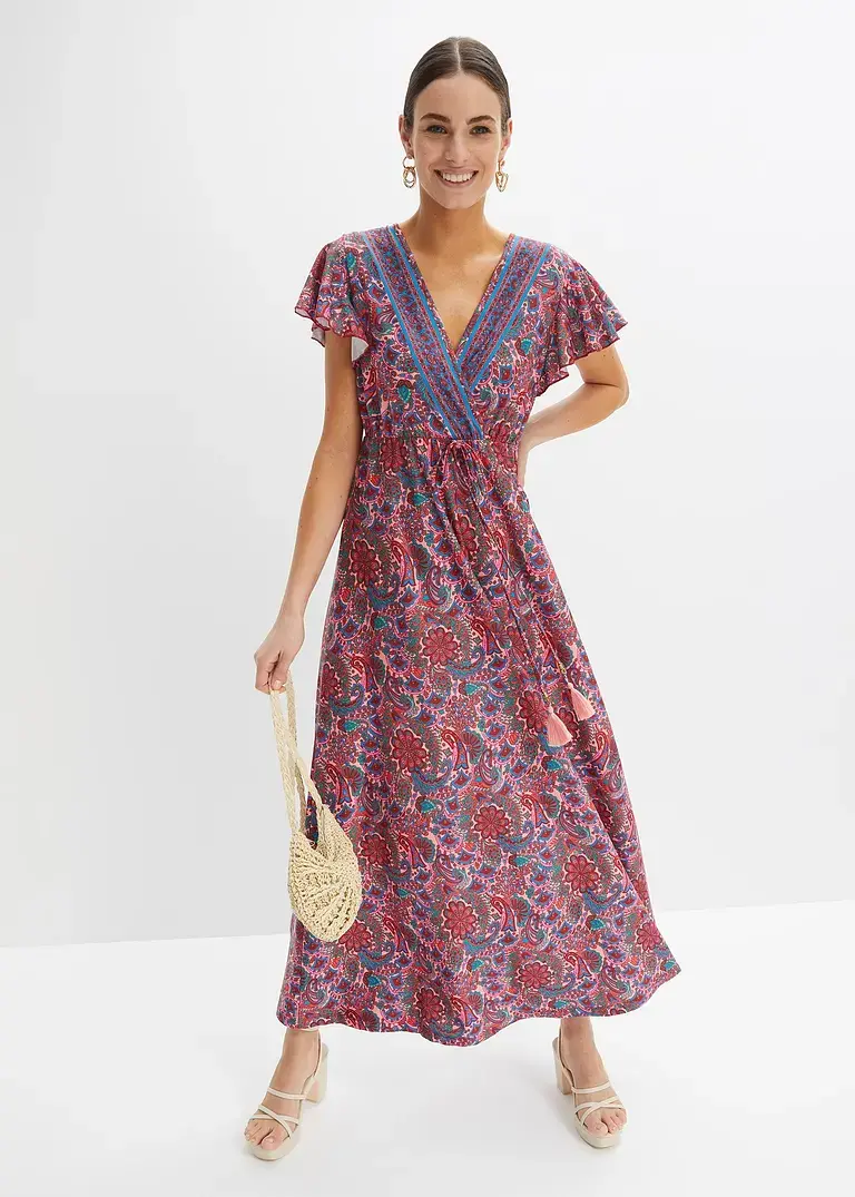 Bonprix Modernes Kleid Mit Flügelärmel - Rosa Regular - Damen