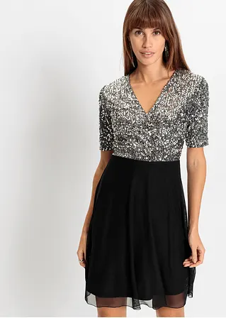 Bonprix Modernes Kleid Mit Hochwertigen Pailletten - Silber