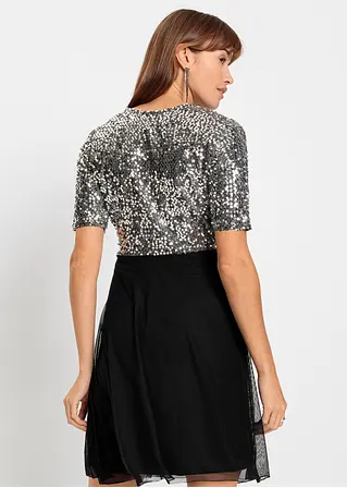 Bonprix Modernes Kleid Mit Hochwertigen Pailletten - Silber