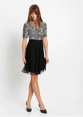 Bonprix Modernes Kleid Mit Hochwertigen Pailletten - Silber