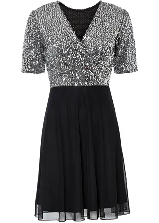 bonprix Modernes Kleid mit hochwertigen Pailletten - silber