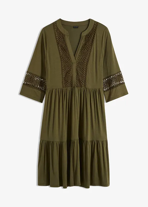 bonprix Modernes Kleid mit hochwertiger Spitze und tiefem Ausschnitt