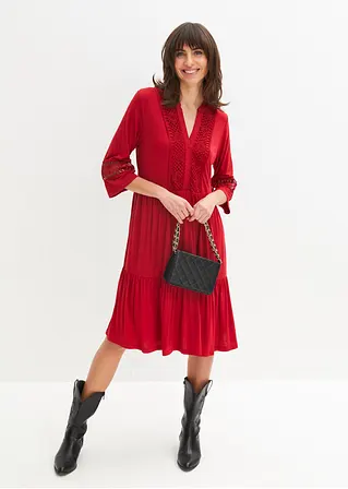 Bonprix Modernes Kleid Mit Hochwertiger Spitze Und Tiefem Ausschnitt