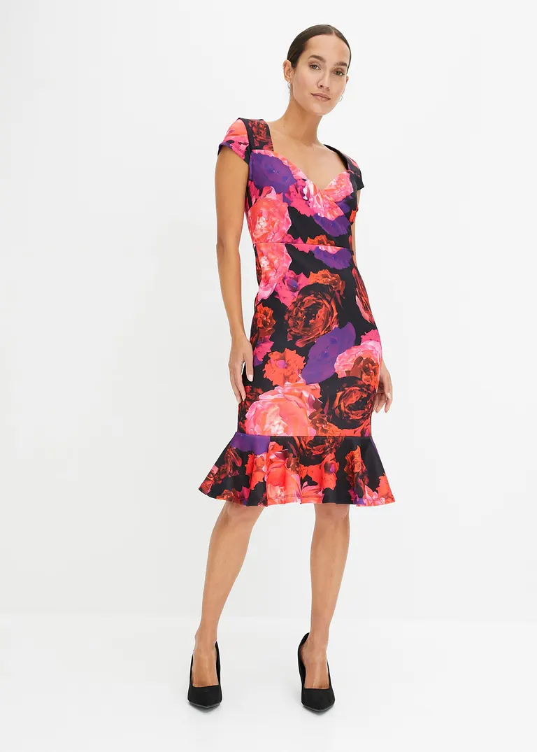 Bonprix Modernes Kleid Mit Rückenausschnitt Und Schönem Muster - Schwarz