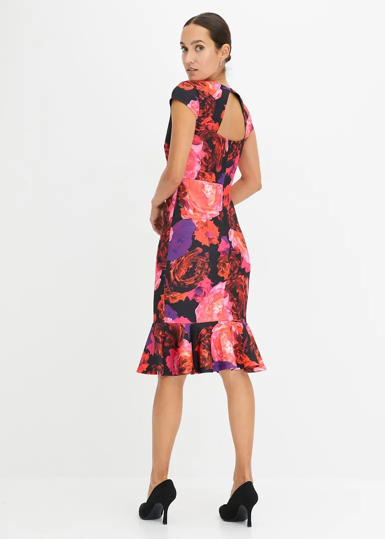 Bonprix Modernes Kleid Mit Rückenausschnitt Und Schönem Muster - Schwarz