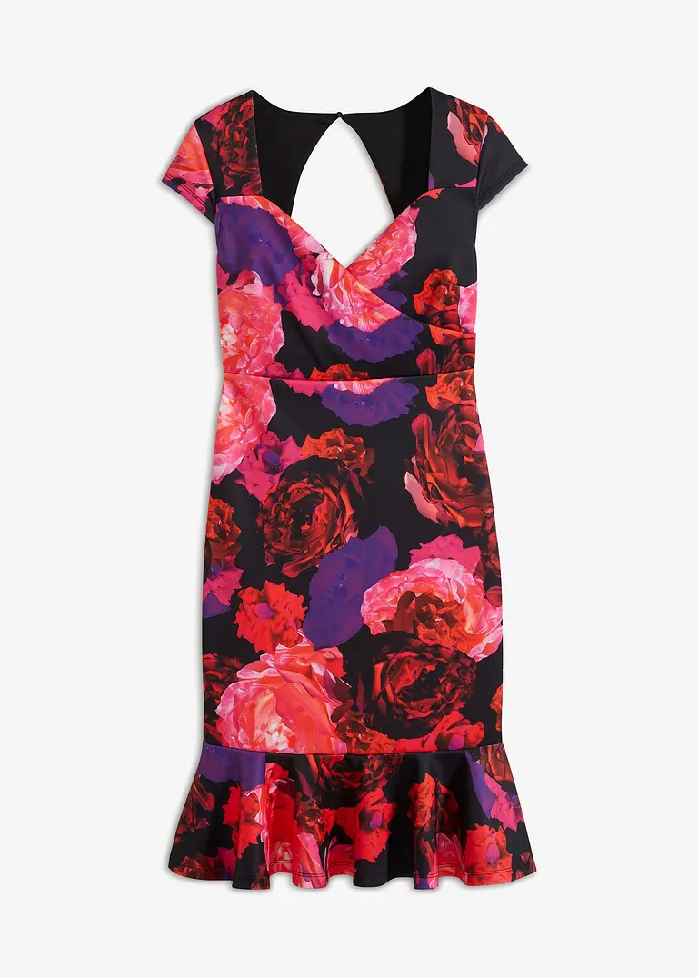 bonprix Modernes Kleid mit Rückenausschnitt und schönem Muster - schwarz