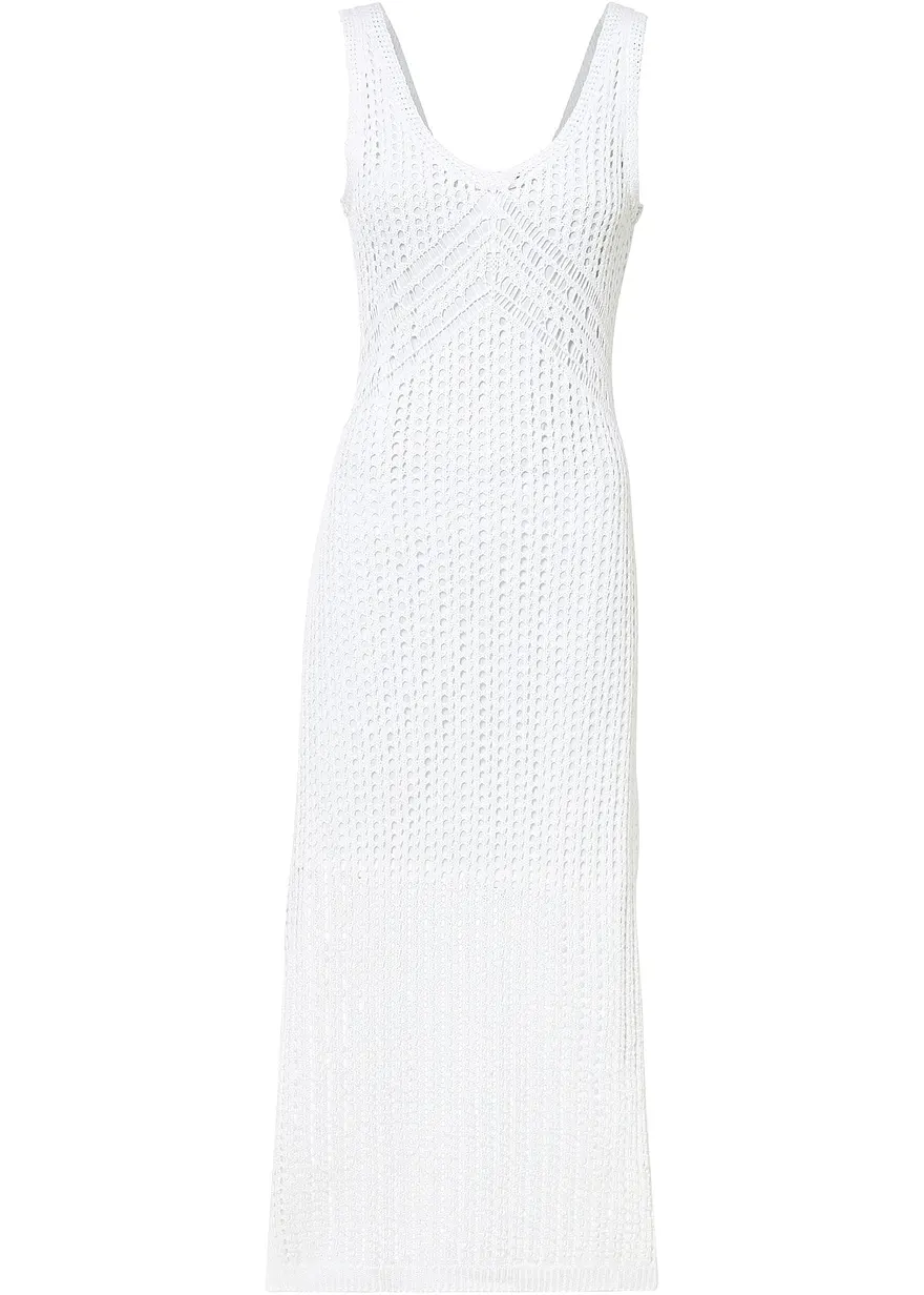 bonprix Modernes Kleid mit Schnürung und Schlitzen - weiß