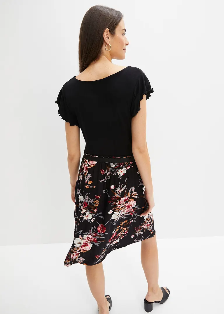 Bonprix Modernes Kleid Mit Schönem Druck - Schwarz - Damen