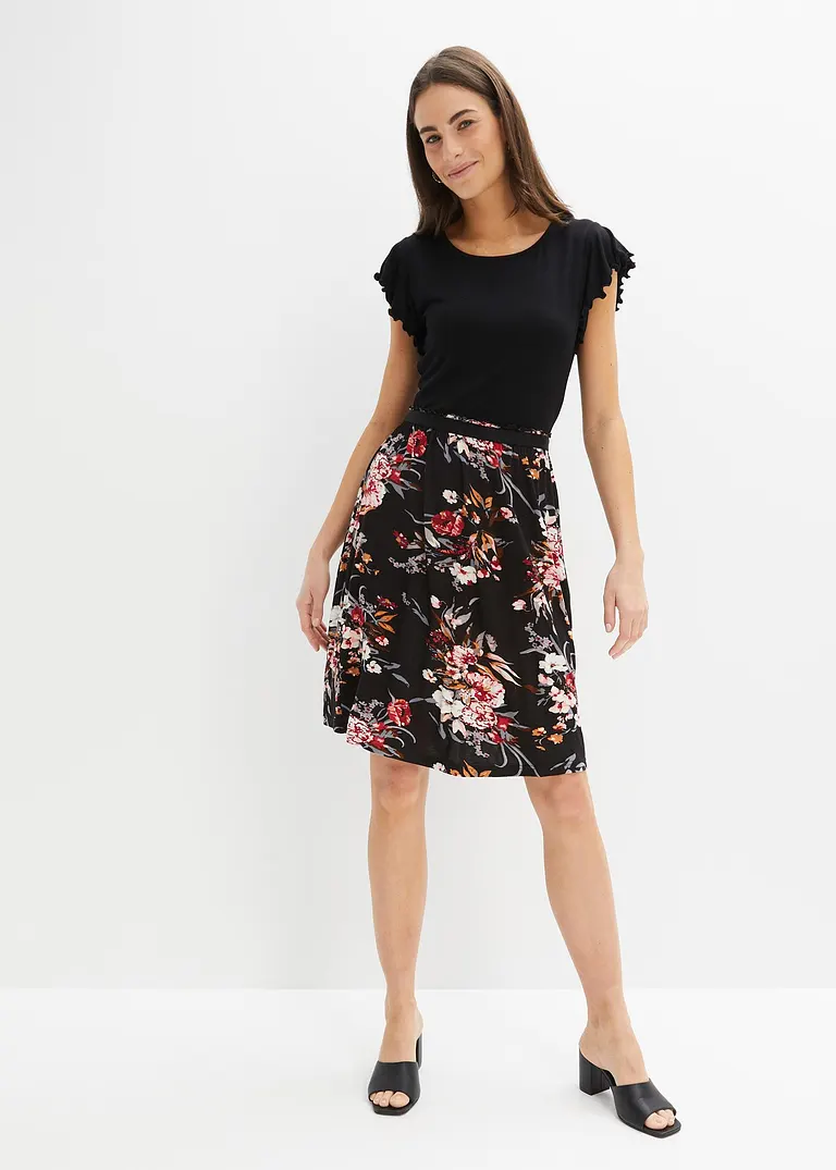 Bonprix Modernes Kleid Mit Schönem Druck - Schwarz - Damen