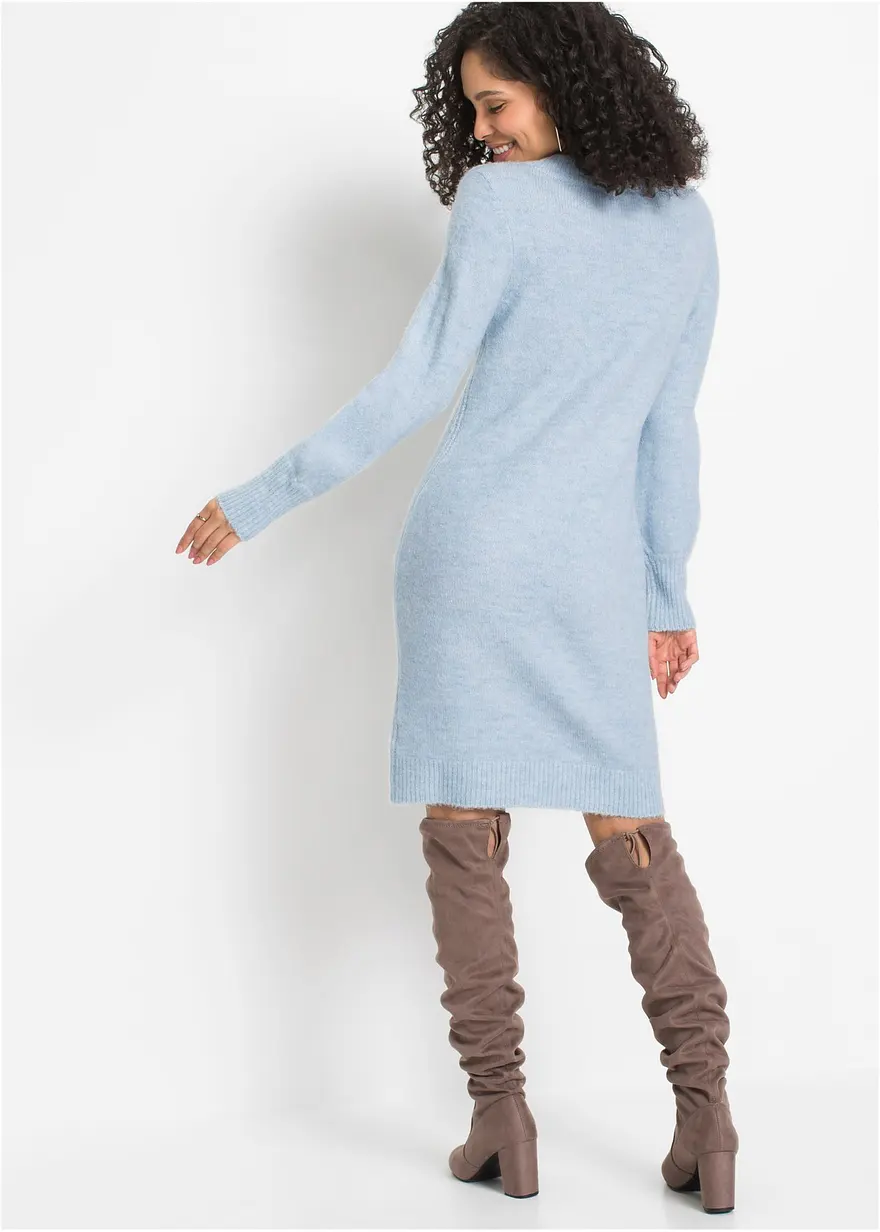 Bonprix Modernes Kleid Mit Tiefem Ausschnitt - Blau - Damen