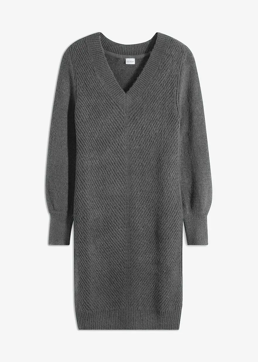 bonprix Modernes Kleid mit tiefem Ausschnitt - grau - Damen