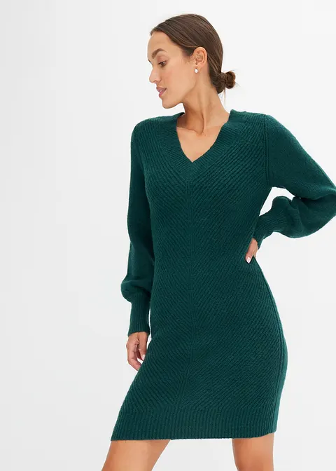 Bonprix Modernes Kleid Mit Tiefem Ausschnitt - Grün - Damen